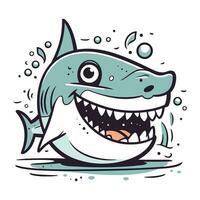 Shark cartoon vector illustration. Funny shark with open mouth and teeth.