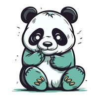 Cute cartoon panda sitting. Vector illustration isolated on white background.