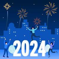 Illustration vector graphic cartoon character of new year 2024