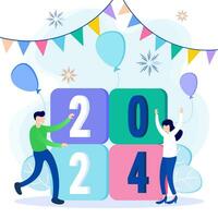 Illustration vector graphic cartoon character of new year 2024