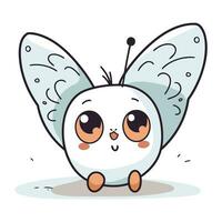 Cute butterfly cartoon character vector illustration. Cute kawaii cartoon butterfly.