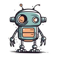 Cute cartoon robot. Vector illustration. Isolated on white background.