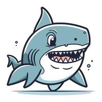 tiburón dibujos animados personaje vector ilustración. linda tiburón mascota diseño.