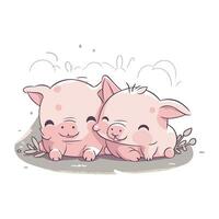 linda cerdo familia. vector ilustración de un cerdito familia.