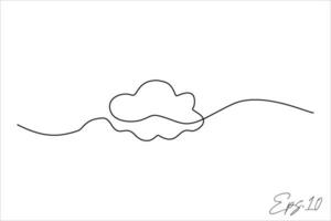 cloud continuous line art drawing vector