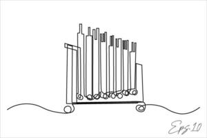 continuo línea Arte dibujo de el angklung musical instrumento vector