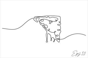 pizza food continuous line art drawing vector