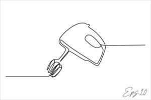 Continuous line art drawing of cake mixing tool vector