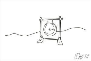 continuous line art drawing of gong musical instrument vector