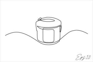 continuous line art drawing of rice cooker vector