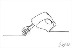 Continuous line art drawing of cake mixing tool vector