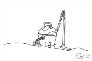 continuous line art drawing of vacuum cleaner vector