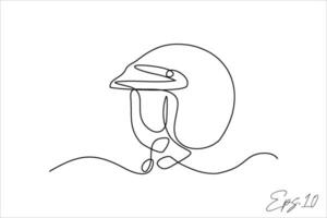 continuous line art drawing of motorbike helmet vector