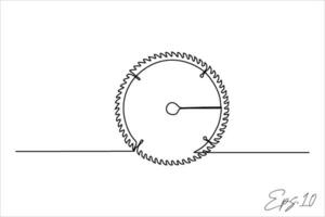 continuous line art drawing of saw blade vector