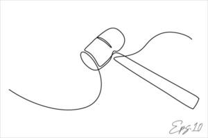 hammer continuous line art drawing vector
