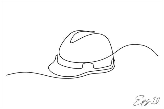 continuous line art drawing of contractor helmet tool vector