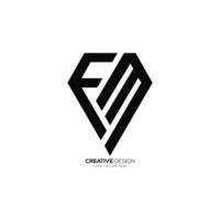 Letter Em or Fm modern diamond shape abstract unique monogram logo vector