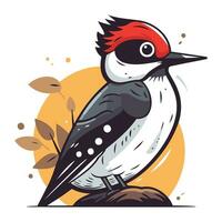 Dendrocopos major. Woodpecker. Vector illustration.