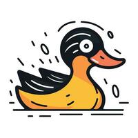 Duck icon. Vector illustration of cute duck. Isolated on white background.