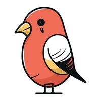 Red bird isolated on white background. Vector illustration in cartoon style.