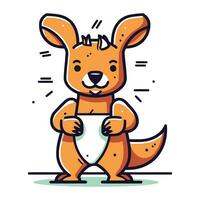 Cartoon kangaroo holding a shield. Vector illustration in flat style.