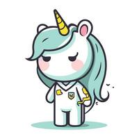 unicornio chico. linda dibujos animados personaje. vector ilustración.