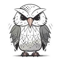 Owl isolated on white background. Vector illustration in cartoon style.