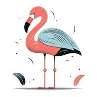Flamingo on a white background. Vector illustration in flat style.