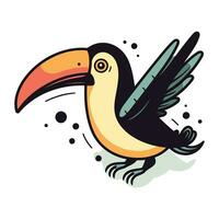 Hand drawn toucan isolated on white background. Vector illustration in cartoon style.