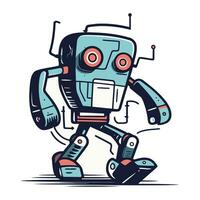 Vector illustration of cartoon robot. Isolated on a white background.