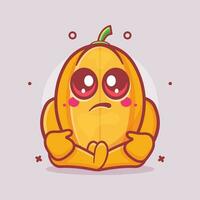 kawaii star fruit character mascot with sad expression isolated cartoon in flat style design vector