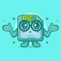 kawaii floppy disk character mascot with confused gesture isolated cartoon in flat style design vector