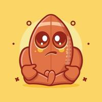 kawaii rugby pelota personaje mascota con triste expresión aislado dibujos animados en plano estilo diseño vector