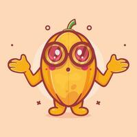 gracioso estrella Fruta personaje mascota con confuso gesto aislado dibujos animados en plano estilo diseño vector