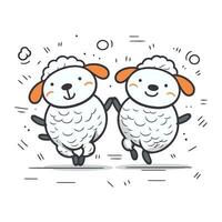 Cute cartoon sheep. Vector illustration in doodle style.