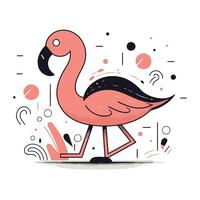 Flamingo. Hand drawn vector illustration in doodle style.