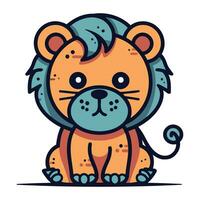 Cute cartoon lion. Vector illustration isolated on a white background.