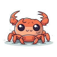 Cute cartoon crab. Vector illustration isolated on a white background.