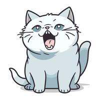 Funny cartoon cat. Vector illustration isolated on a white background.