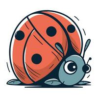 Cartoon ladybug isolated on white background. Cute colorful vector illustration.