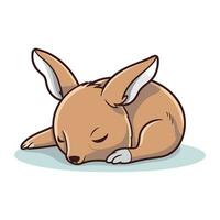 Cute rabbit sleeping on the floor. Vector illustration of a cartoon bunny.