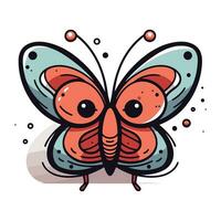 mariposa dibujos animados vector ilustración. linda vistoso personaje para niños.