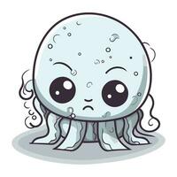 Cute cartoon jellyfish. Vector illustration on a white background.