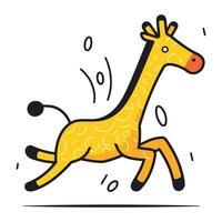 Giraffe jumping. Vector illustration in doodle style.