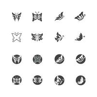 Black silhouette butterfly icon and symbol template vector