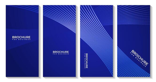 set of brochures with abstract dark blue background with dynamic glowing lines vector