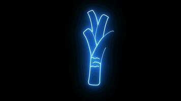 Animation of the leek icon with a glowing neon effect video