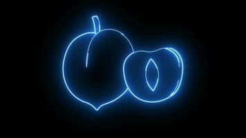 Animation of a peach icon with a glowing neon effect video