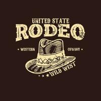 rodeo vaquero occidental t camisa diseño. Arizona rodeo vaquero caos Clásico mano dibujado ilustración t camisa diseño. Clásico sombrero y bota ilustración, vestir, t camisa diseño, occidental, Estados Unidos t camisa diseño vector