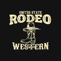 rodeo vaquero occidental t camisa diseño. Arizona rodeo vaquero caos Clásico mano dibujado ilustración t camisa diseño. Clásico sombrero y bota ilustración, vestir, t camisa diseño, occidental, Estados Unidos t camisa diseño foto